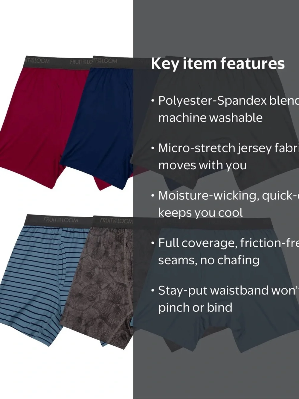 💜 Fruit of the Loom Men's Micro-Stretch Boxer Briefs, 6-Pack Size:small(28-30)